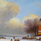 J.v. Heyden (XX)  Ölgemälde Winterlandschaft mit Dorf 21x27cm