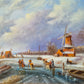 J.v. Heyden (XX) Ölgemälde Holländische Winterlandschaft mit Windmühle