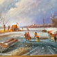 J.v. Heyden (XX) Ölgemälde Holländische Winterlandschaft mit Windmühle
