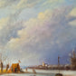 J.v. Heyden (XX) Ölgemälde Holländische Winterlandschaft mit Windmühle