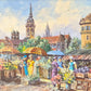 Ernst Gruber (geb. 1935) Ölgemälde Buntes Treiben auf dem Marktplatz