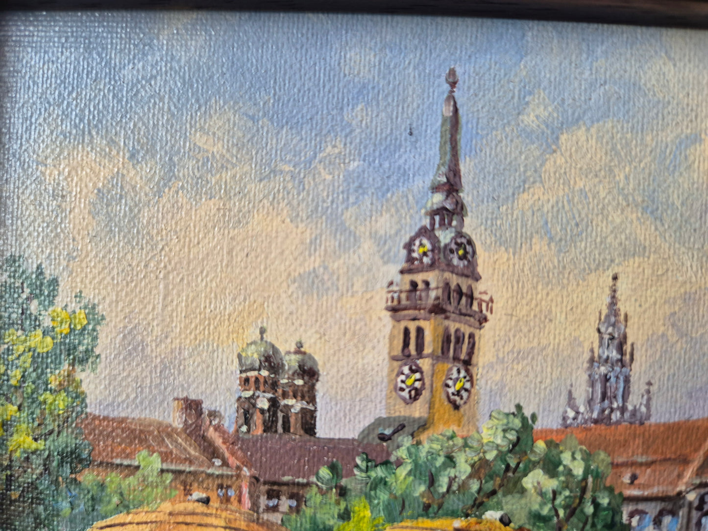 Ernst Gruber (geb. 1935) Ölgemälde Buntes Treiben auf dem Marktplatz