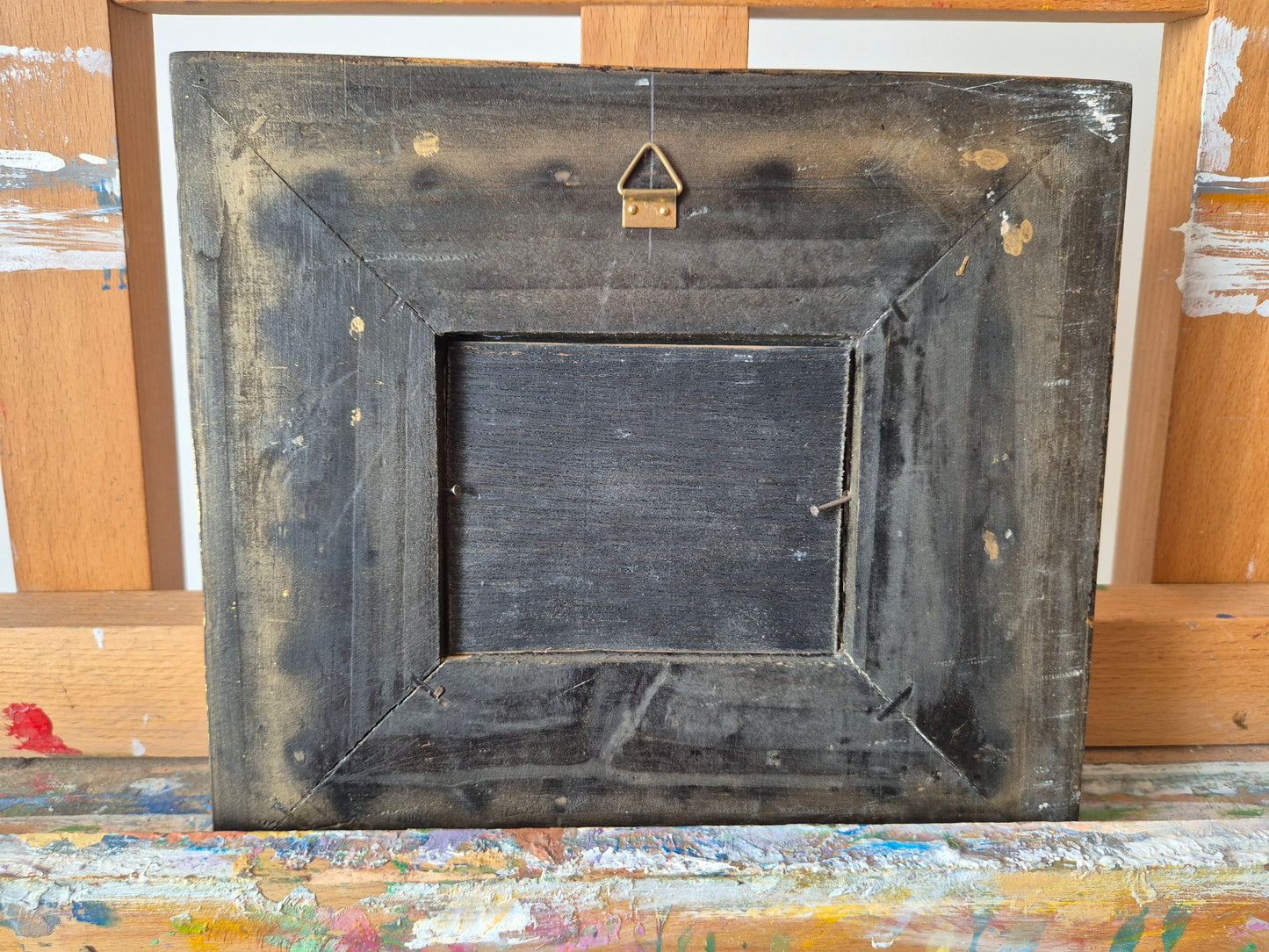 Europäische Schule (XX) Ölgemälde kleine Winterlandschaft Signiert