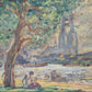 Deutsche Schule (XX) Ölgemälde Rheinufer Kölner Dom 33x44cm