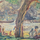 Deutsche Schule (XX) Ölgemälde Rheinufer Kölner Dom 33x44cm