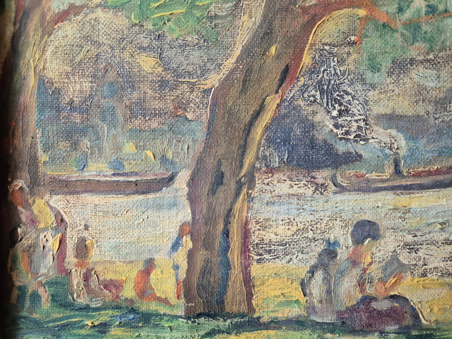 Deutsche Schule (XX) Ölgemälde Rheinufer Kölner Dom 33x44cm