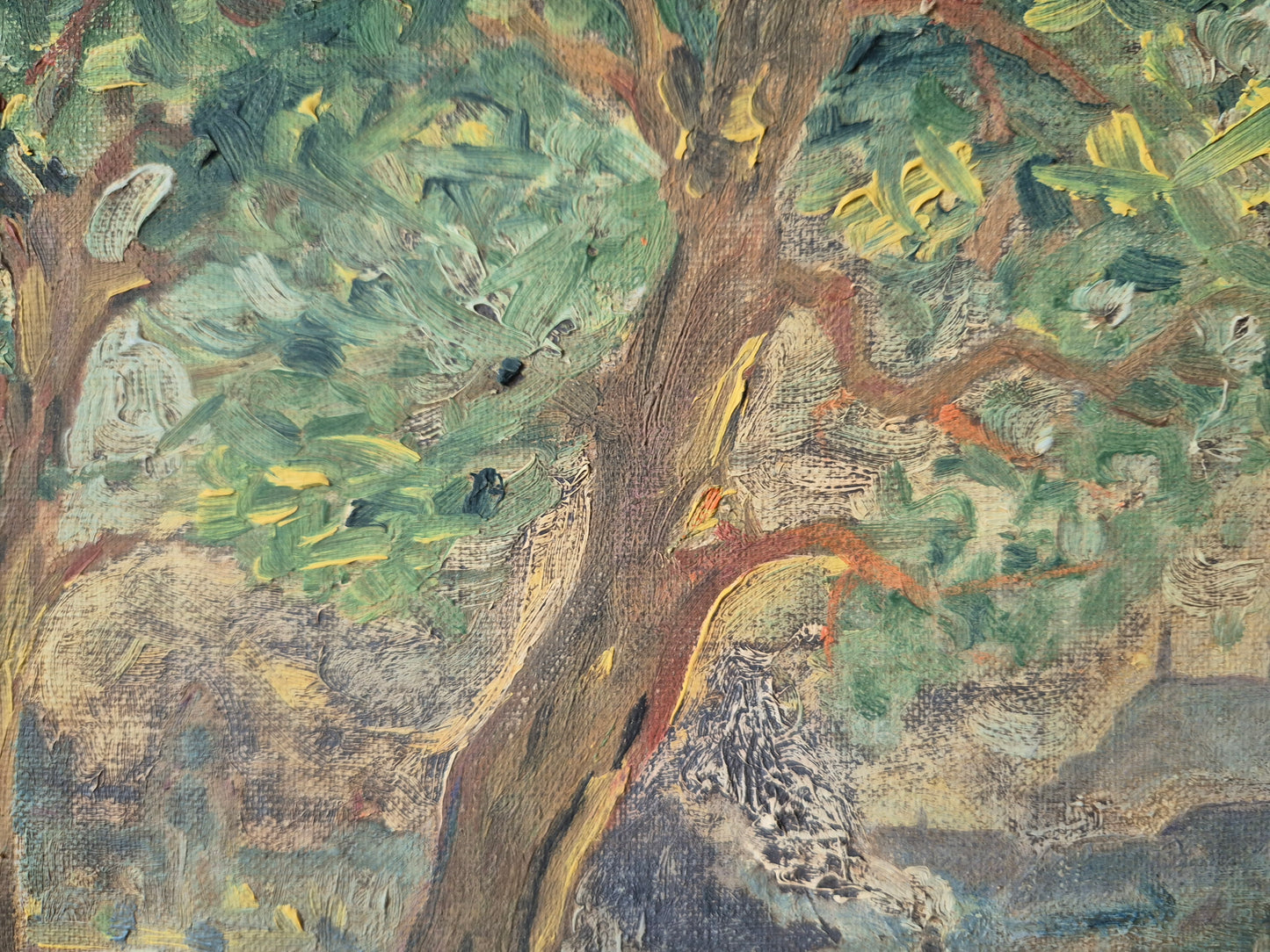 Deutsche Schule (XX) Ölgemälde Rheinufer Kölner Dom 33x44cm