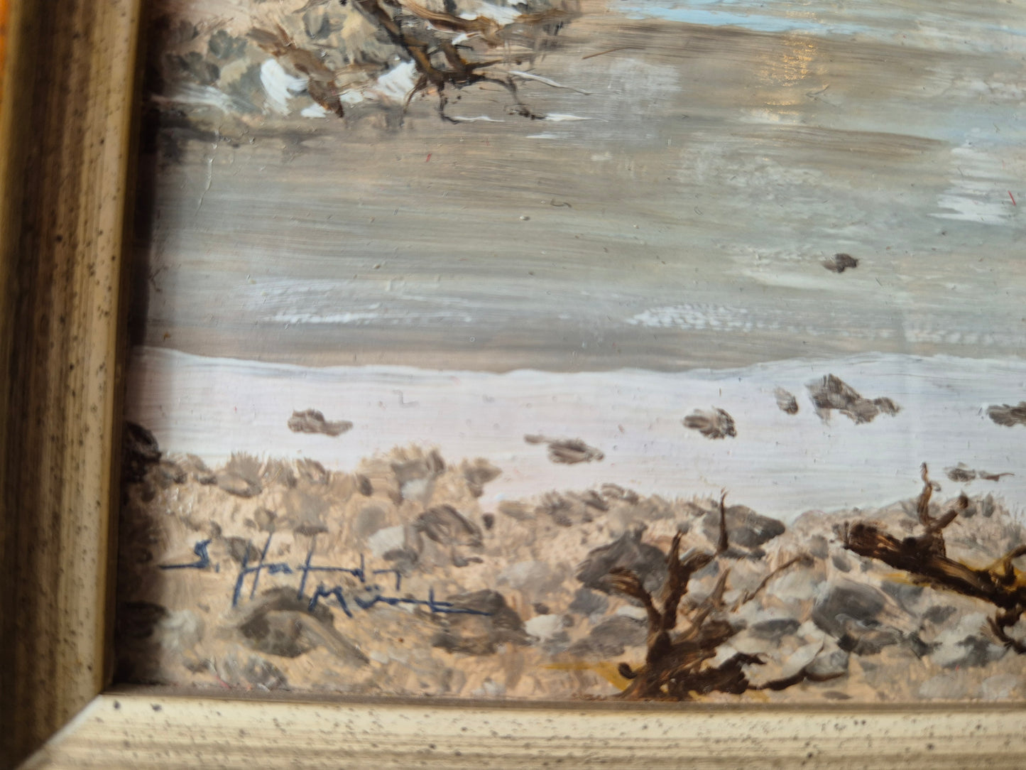 Münchner Schule (XX) Ölgemälde Handsigniert Winterlandschaft 24x34cm