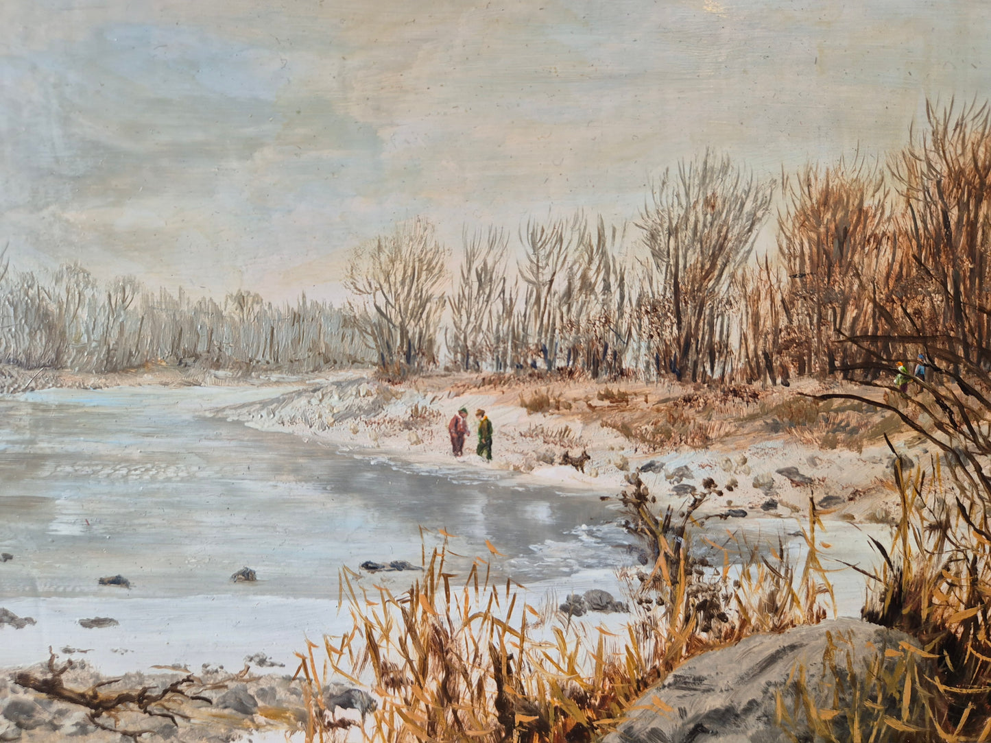 Münchner Schule (XX) Ölgemälde Handsigniert Winterlandschaft 24x34cm