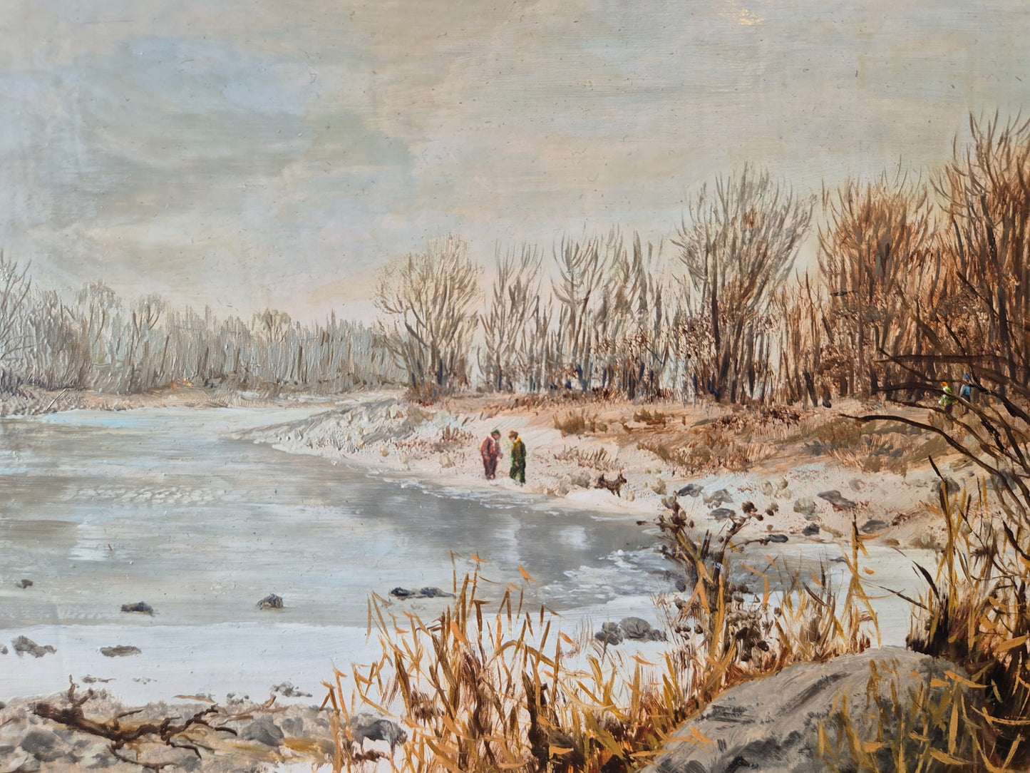 Münchner Schule (XX) Ölgemälde Handsigniert Winterlandschaft 24x34cm