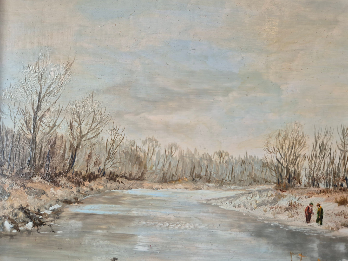 Münchner Schule (XX) Ölgemälde Handsigniert Winterlandschaft 24x34cm