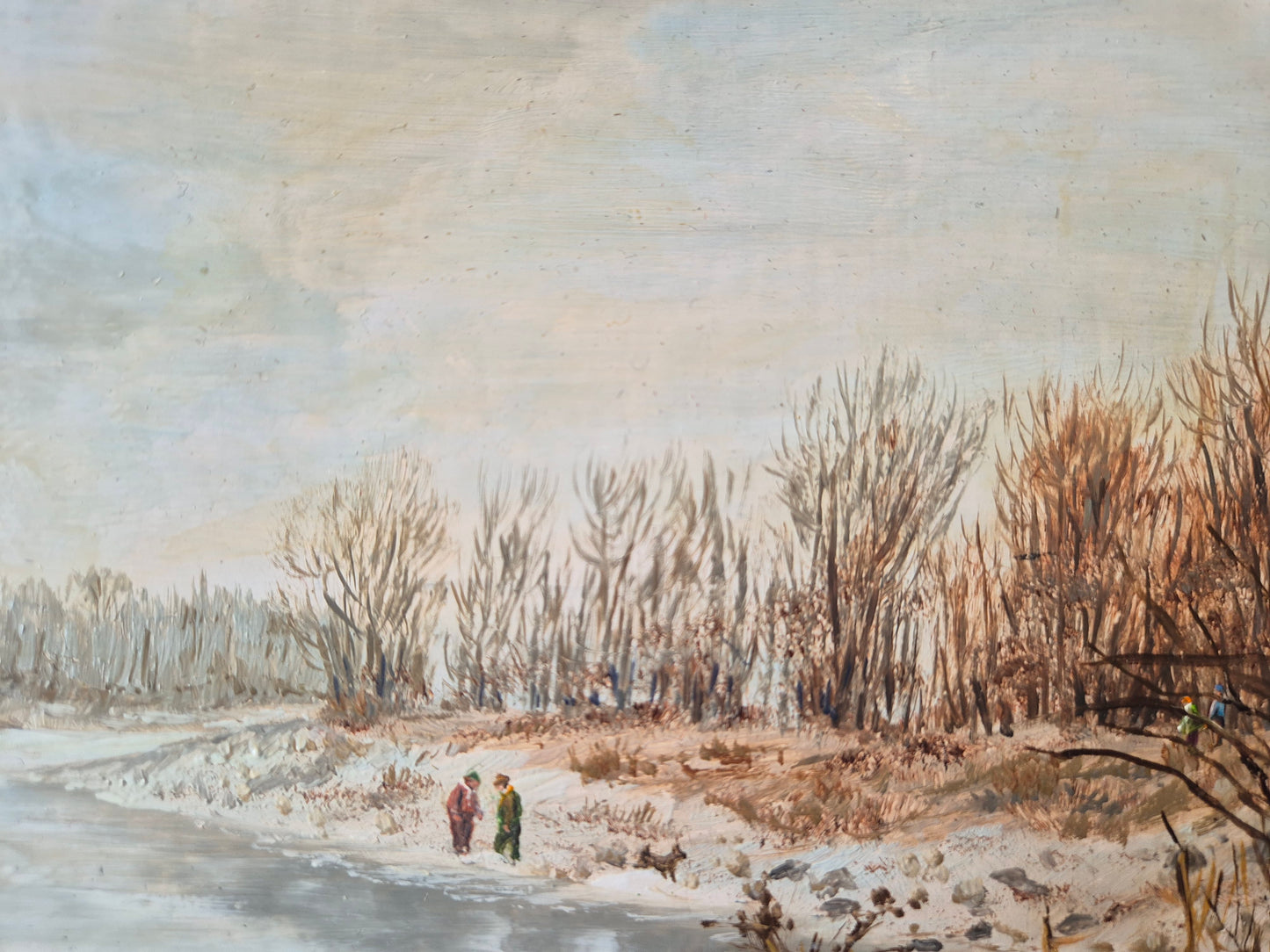 Münchner Schule (XX) Ölgemälde Handsigniert Winterlandschaft 24x34cm