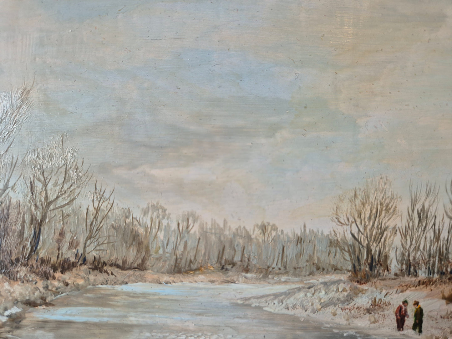 Münchner Schule (XX) Ölgemälde Handsigniert Winterlandschaft 24x34cm