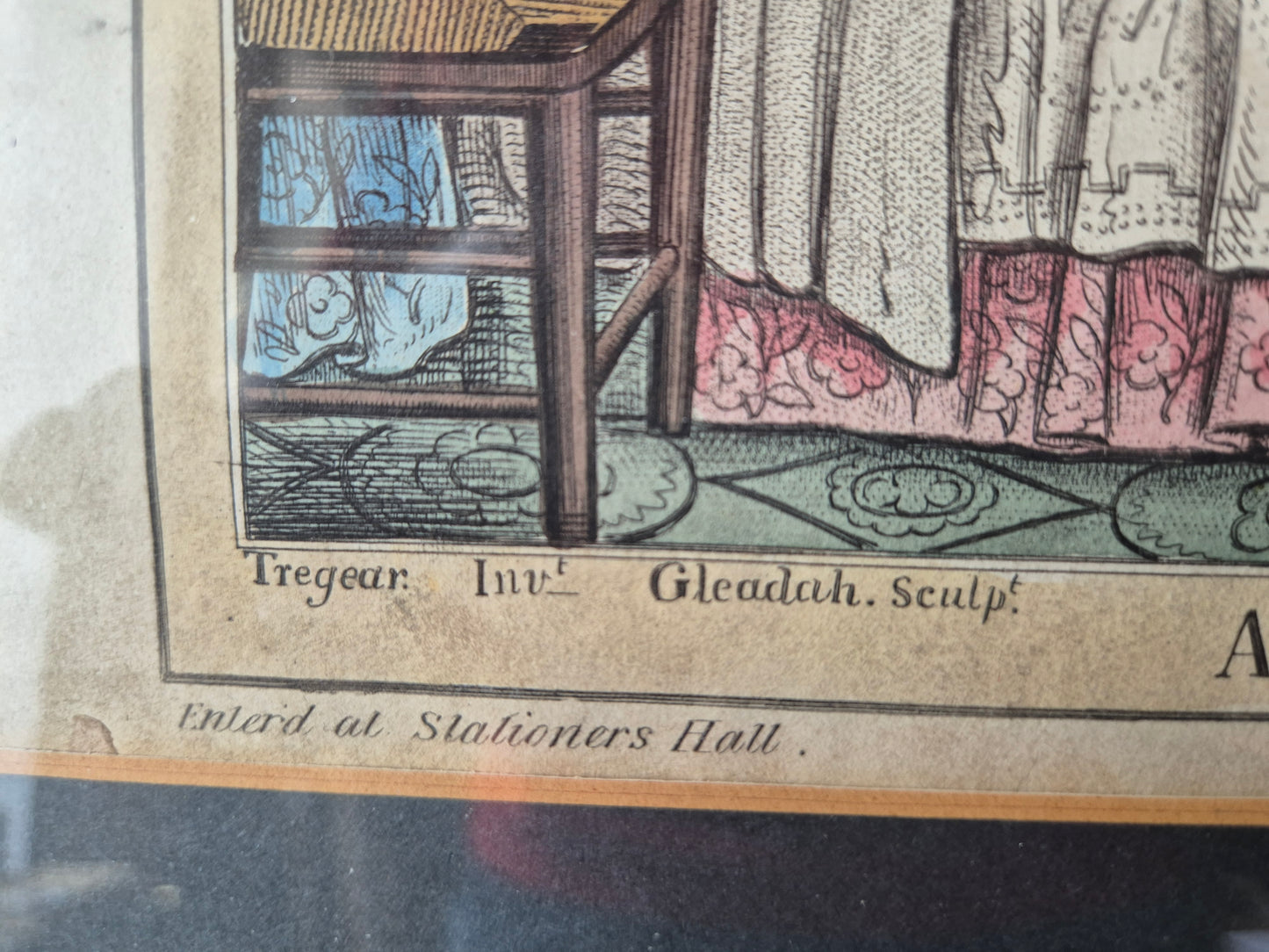 Alte Grafik Karikatur Szene Cheapside London A Chip of the Old Block