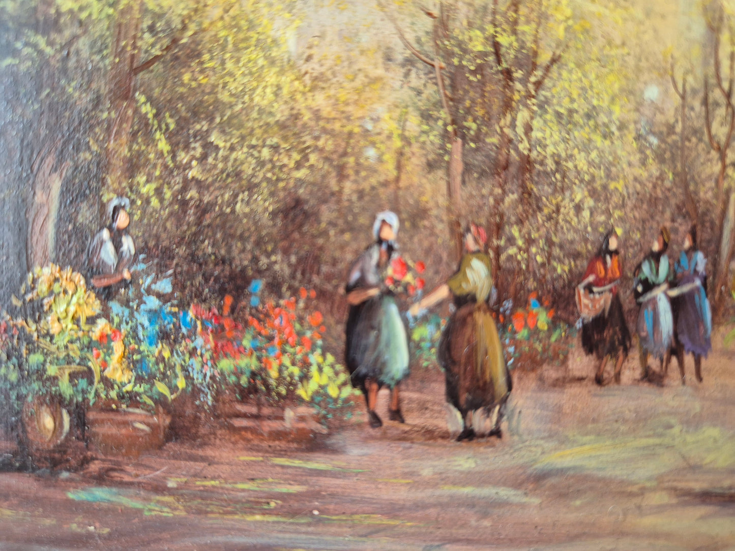 Rudolf Budde (geb. 1953) Ölgemälde Herbstlicher Marktplatz Blumenmarkt