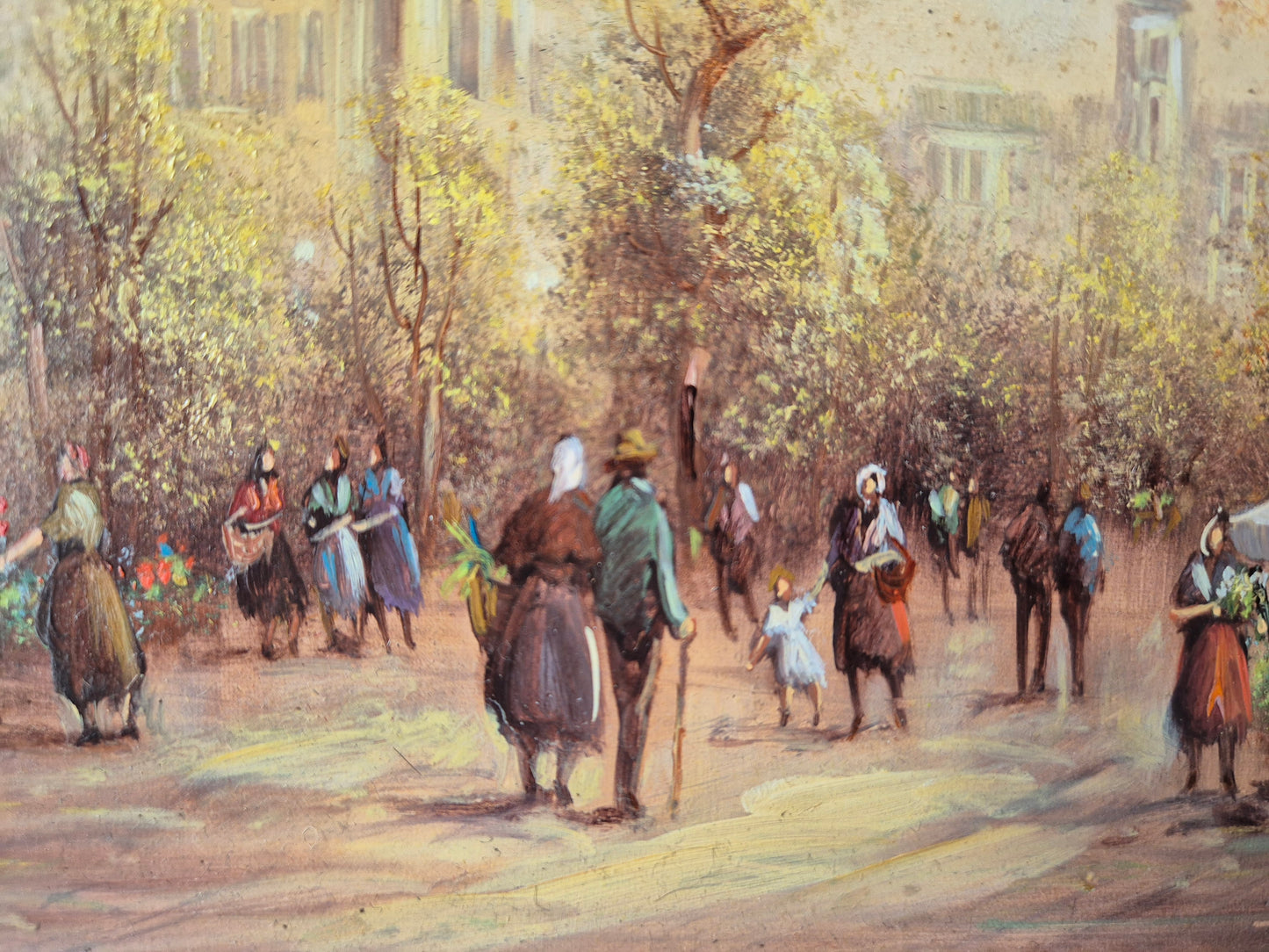 Rudolf Budde (geb. 1953) Ölgemälde Herbstlicher Marktplatz Blumenmarkt