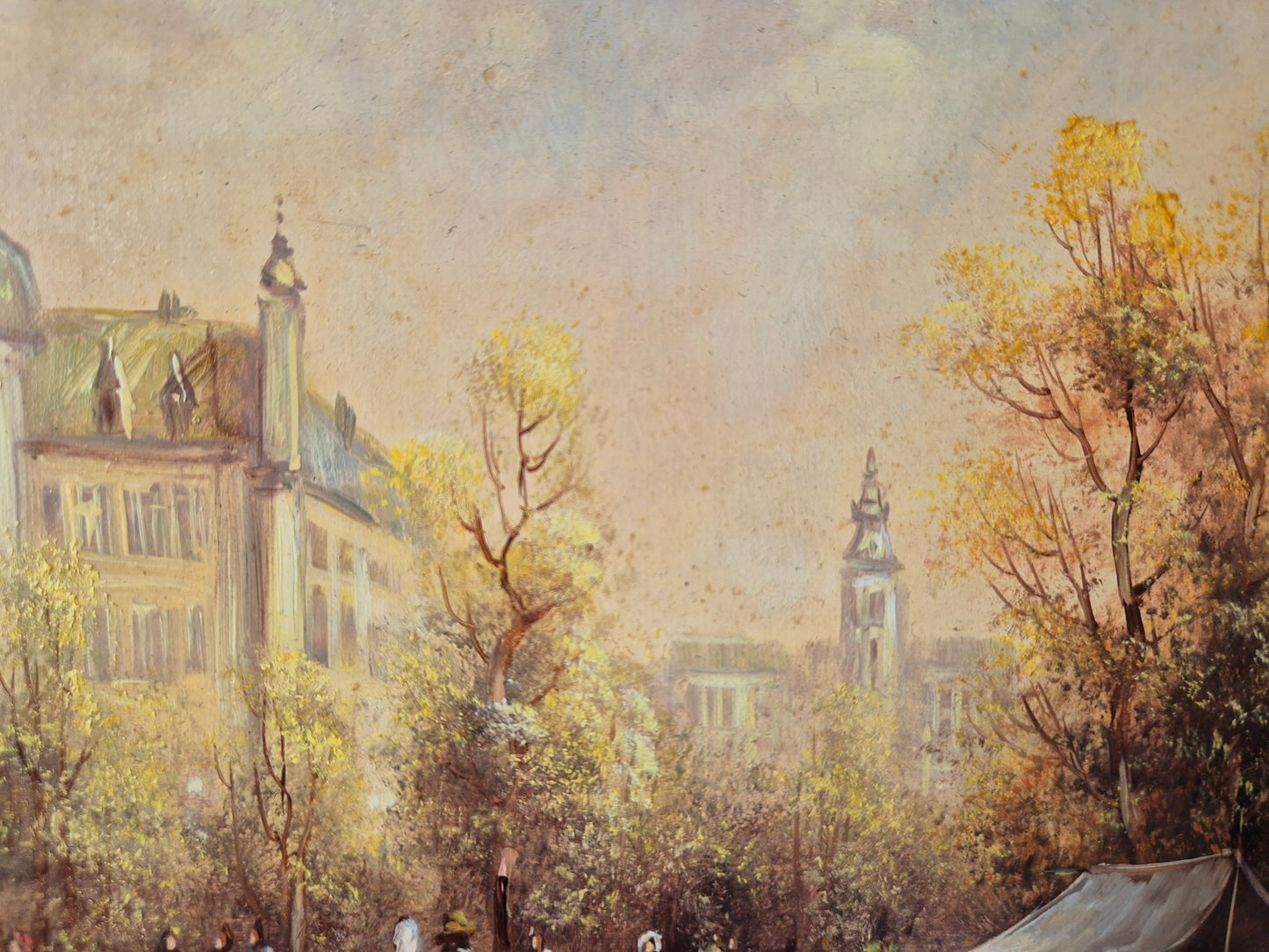Rudolf Budde (geb. 1953) Ölgemälde Herbstlicher Marktplatz Blumenmarkt