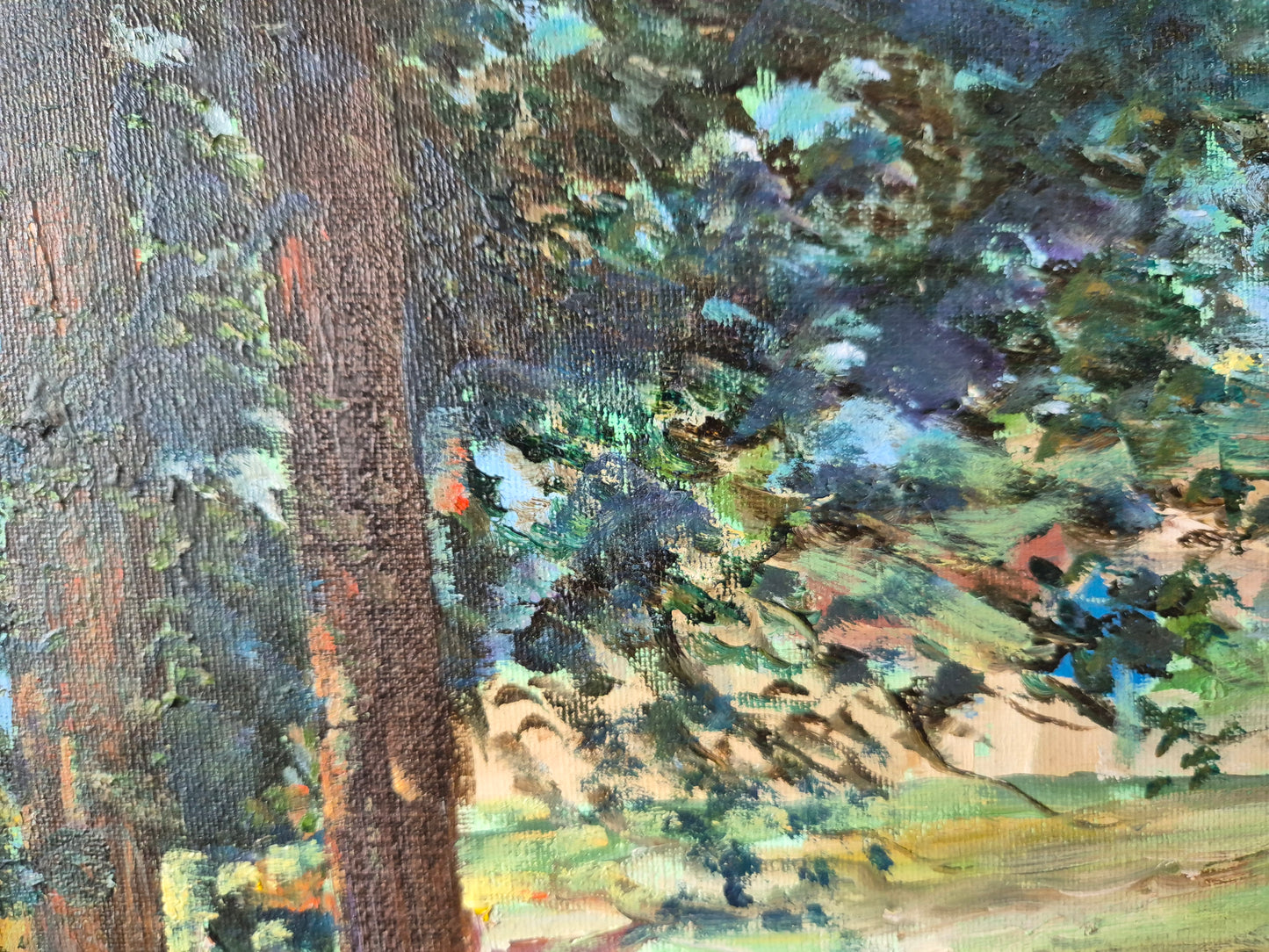 Europäische Schule (XX) Ölgemälde Die Ruhe am See 36 x 45 cm