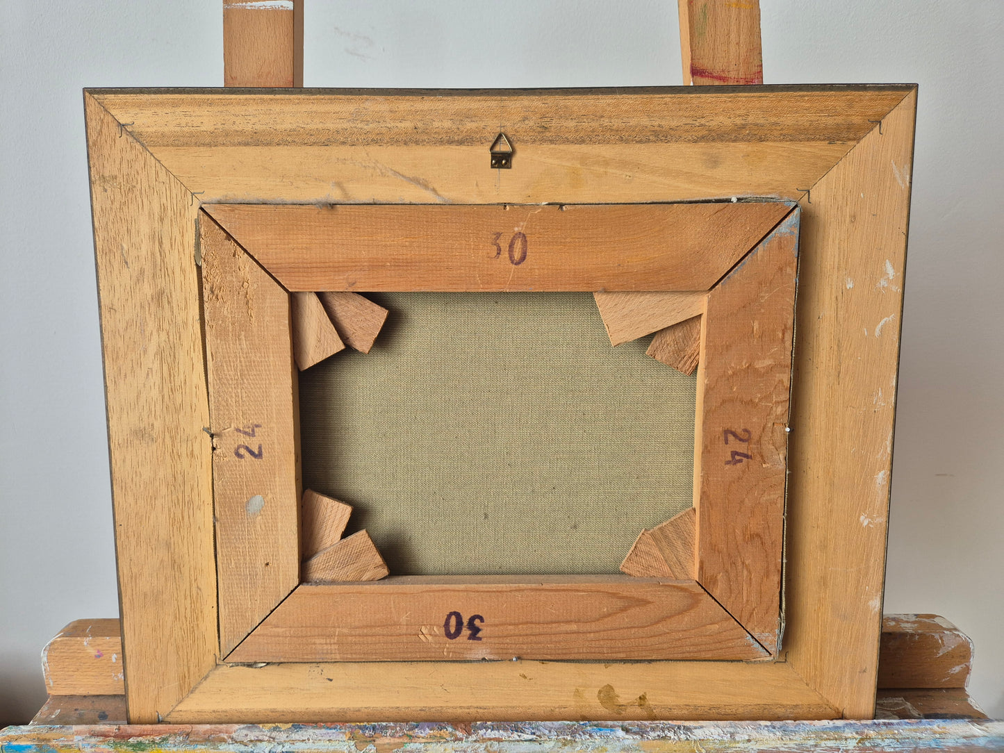 Ölgemälde Winterlandschaft Dorfszene mit Schlittschuhläufern Handsigniert