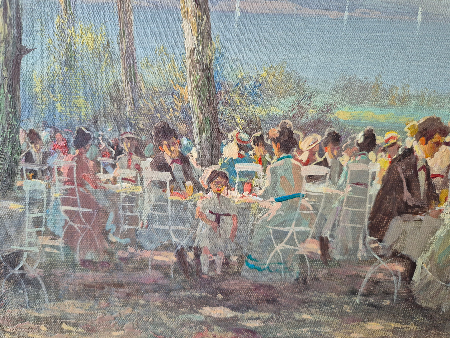 Ölgemälde Impressionismus Cafeterrasse Eduard Nowak (geb. 1921) 50x60 cm