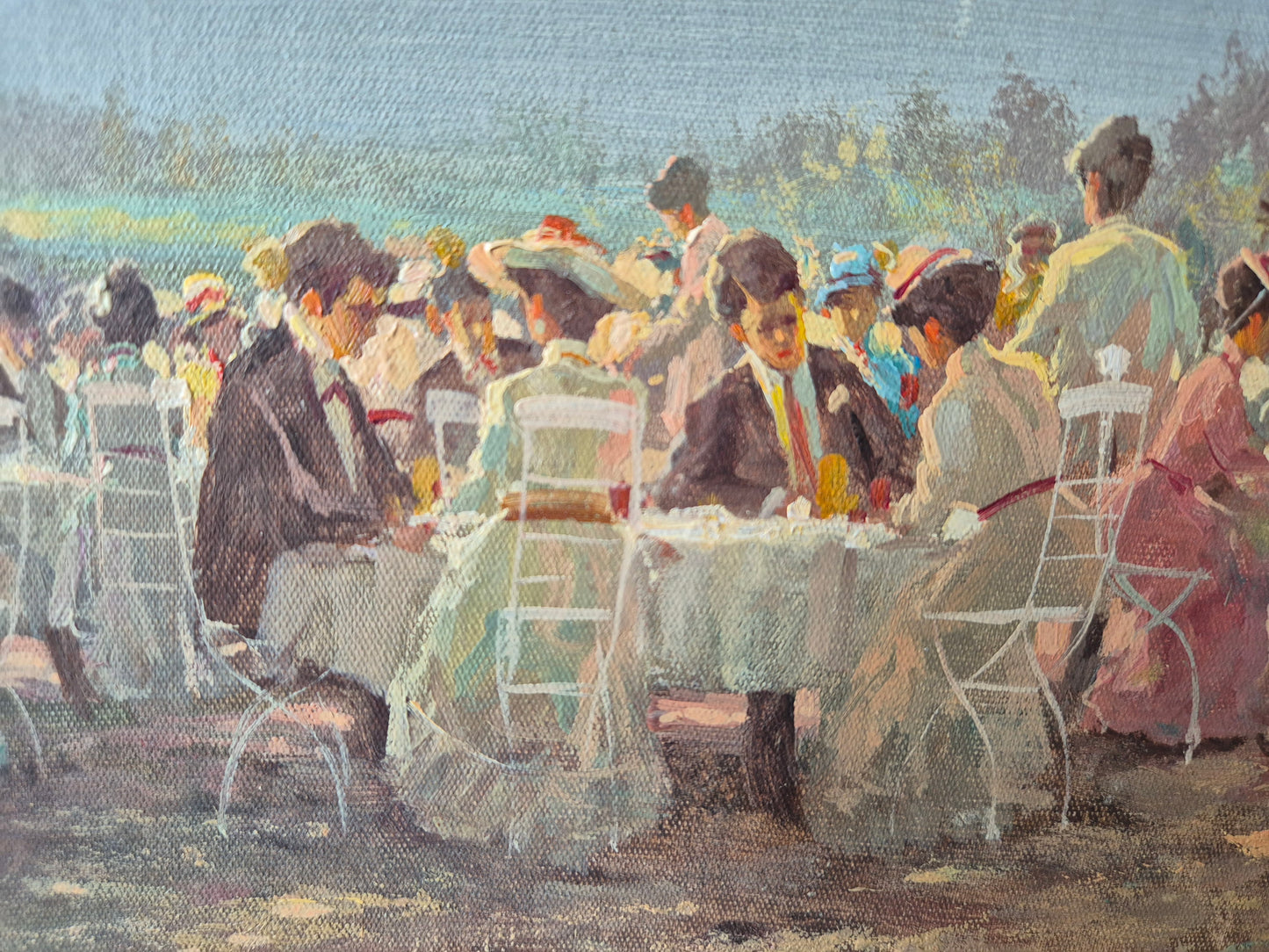 Ölgemälde Impressionismus Cafeterrasse Eduard Nowak (geb. 1921) 50x60 cm