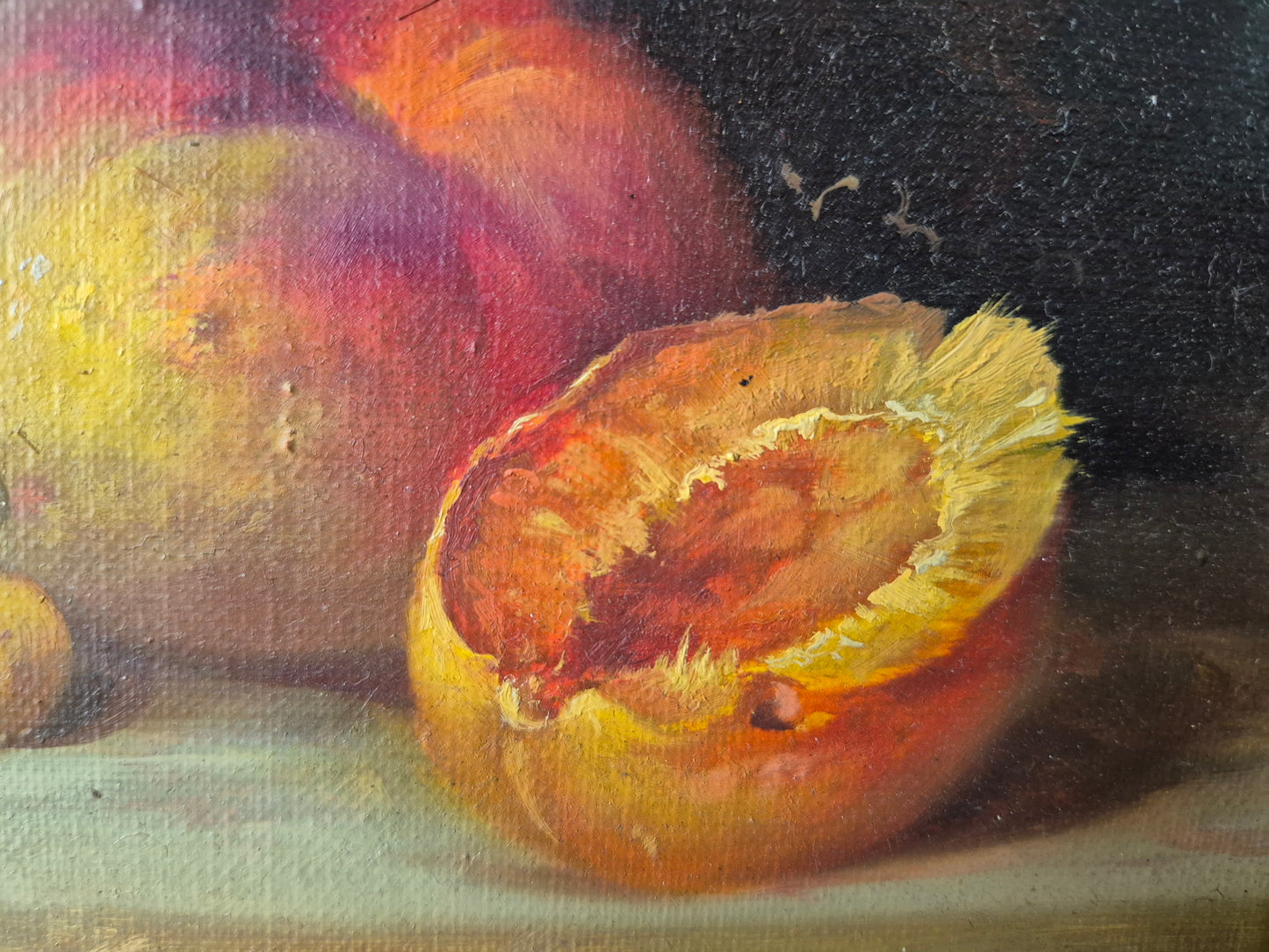 Hamid Mehrnia (geb.1942) Ölgemälde Stillleben Pfirsichen und Weintrauben