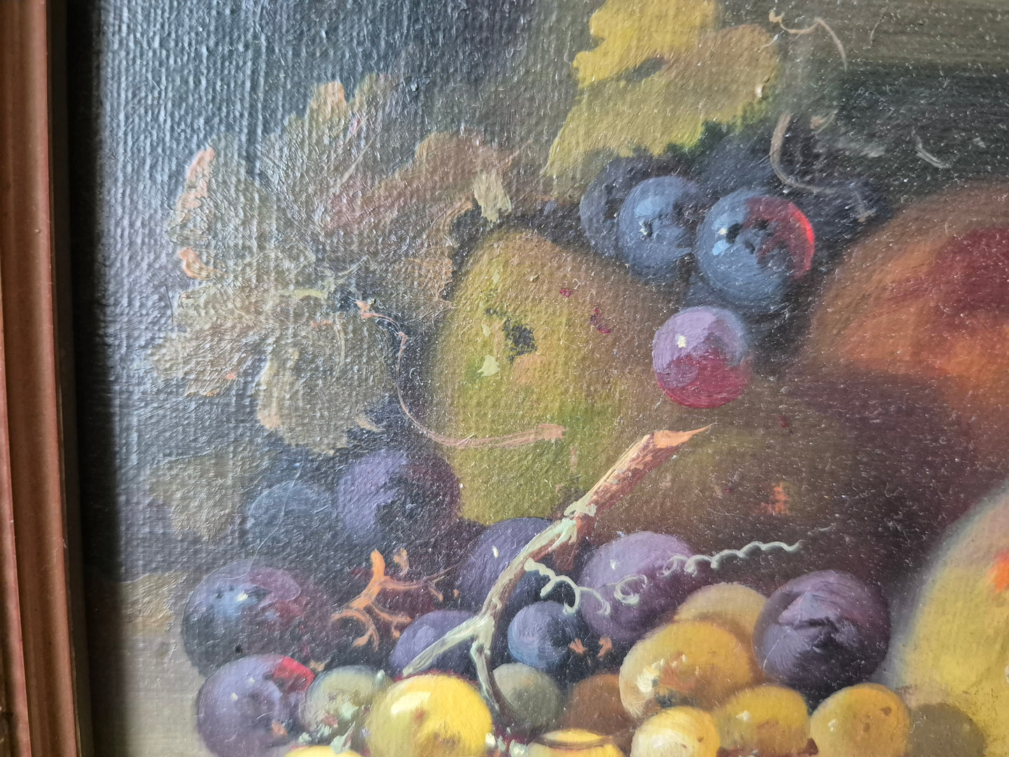 Hamid Mehrnia (geb.1942) Ölgemälde Stillleben Pfirsichen und Weintrauben