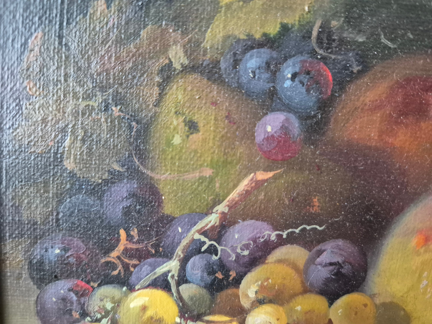 Hamid Mehrnia (geb.1942) Ölgemälde Stillleben Pfirsichen und Weintrauben