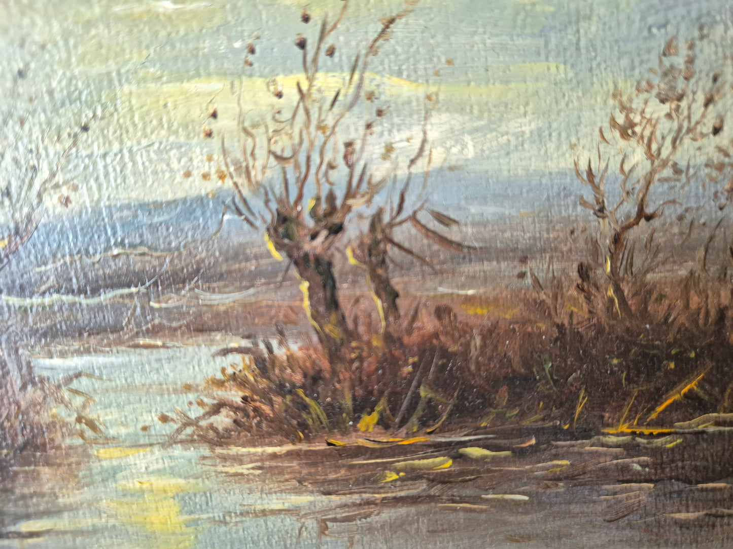 Hamid, Mehrnia (geb. 1942) Ölgemälde Landhaus bei Abenddämmerung 46x40cm