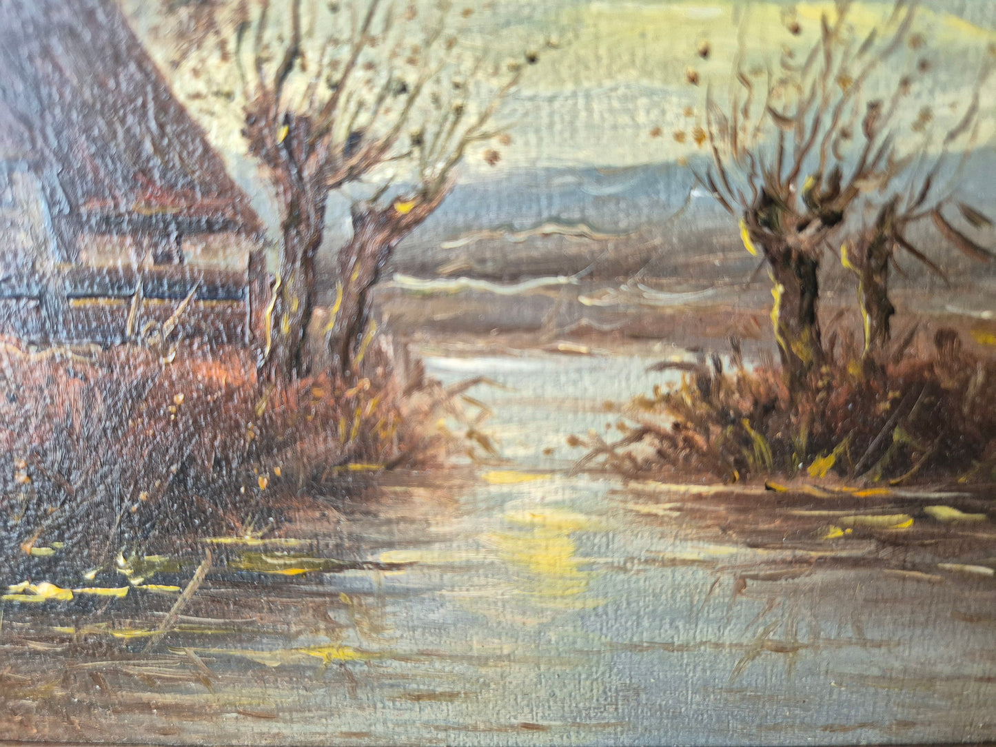 Hamid, Mehrnia (geb. 1942) Ölgemälde Landhaus bei Abenddämmerung 46x40cm