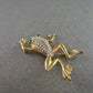 Auffällige Frosch-Brosche in Goldoptik mit Strass und grünen Augen