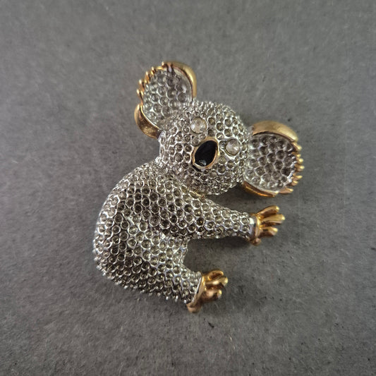 Niedliche Koala-Brosche mit Strass – Gold- und Silberoptik