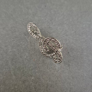 Musiknoten-Brosche im Silberlook mit Strass – Vintage Musikliebhaber-Stil