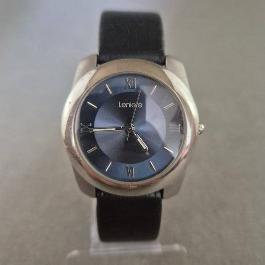 Leniele Damenarmbanduhr – Blaues Zifferblatt mit Lederarmband