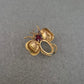 Vergoldete Vintage-Brosche „Schmetterling“ mit rotem Strassstein