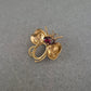 Vergoldete Vintage-Brosche „Schmetterling“ mit rotem Strassstein