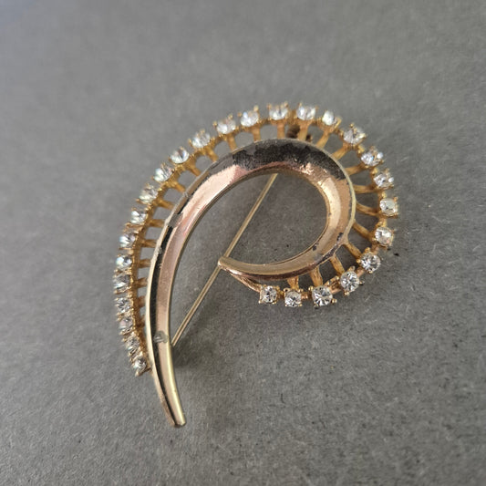 Elegante Vintage-Brosche in Tropfenform mit Strassbesatz