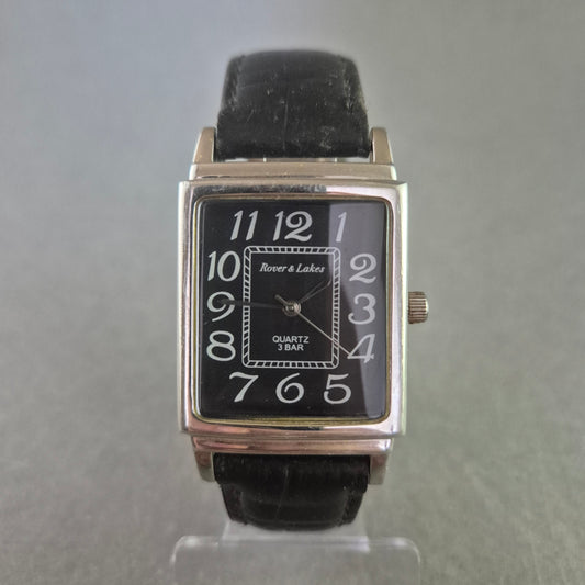 Rover & Lakes Herrenarmband Uhr – Klassisch rechteckiges Design in Schwarz