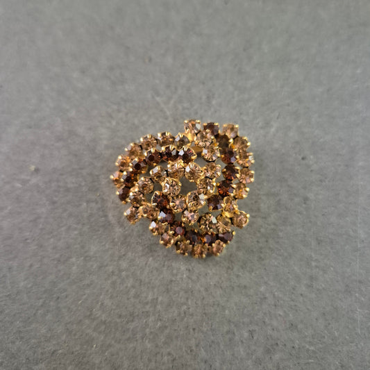 Funkelnde Strass Brosche – Goldton & Cognac-Töne
