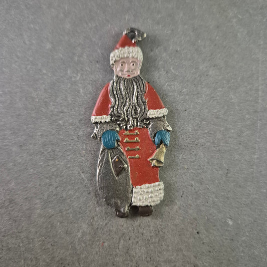 Vintage Weihnachtsanhänger Nikolaus – Handbemaltes Emaille-Design