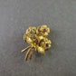 Goldfarbene Vintage-Brosche – Blumenstrauß mit farbigen Schmucksteinen