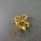 Goldfarbene Vintage-Brosche – Blumenstrauß mit farbigen Schmucksteinen