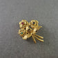 Goldfarbene Vintage-Brosche – Blumenstrauß mit farbigen Schmucksteinen