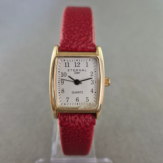 Eternal Love Damenarmbanduhr – Klassischer Look mit rotem Lederband