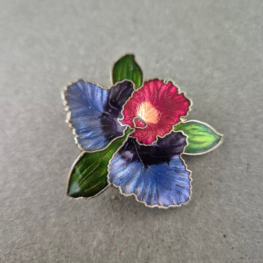 Bunte Emaille-Blumenbrosche – Künstlerisches Design in Blütenform