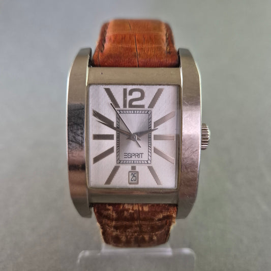Elegante Esprit Damenarmbanduhr – Rechteckiges Gehäuse mit Vintage-Charme
