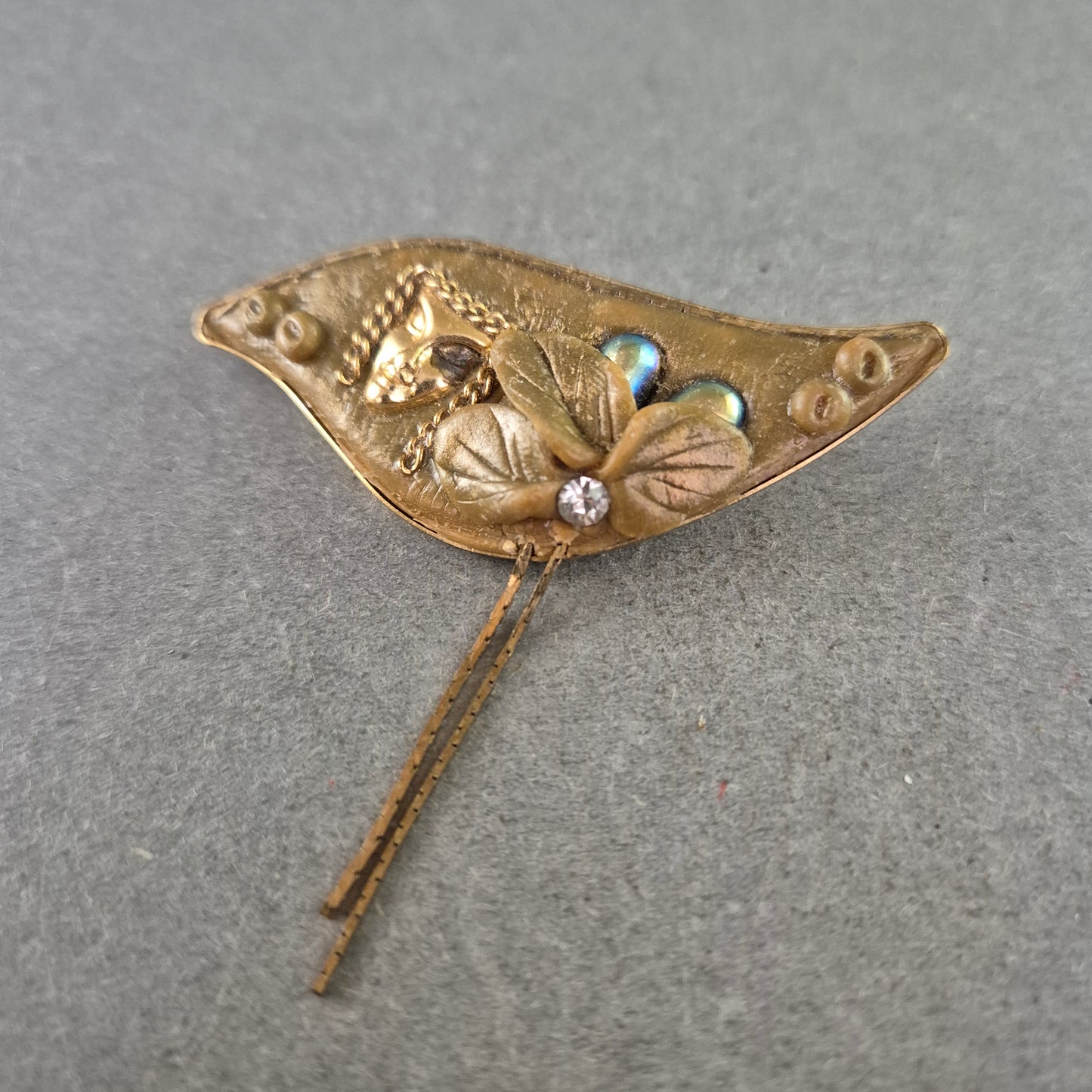 Vintage Brosche im Jugendstil – Florales Design mit Gesichtsmotiv