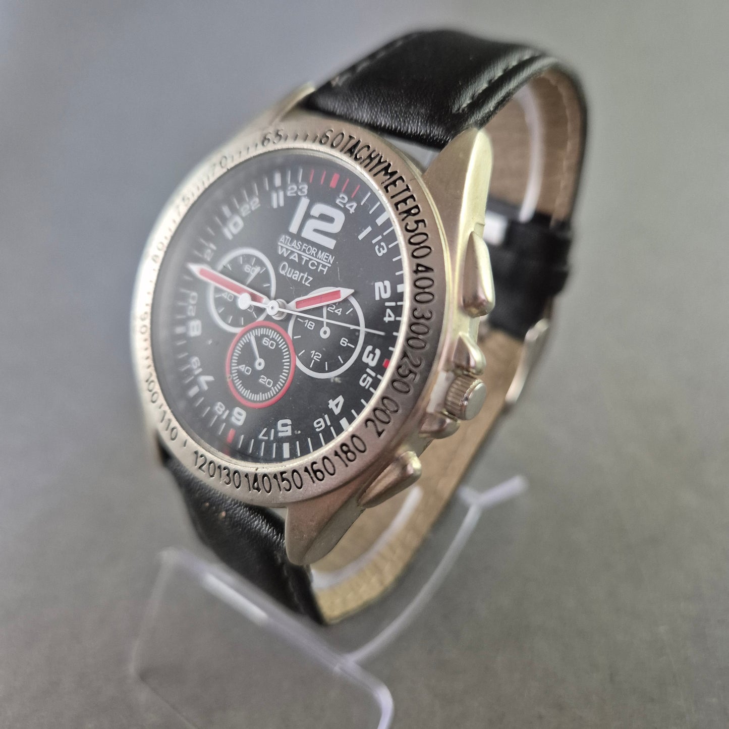 Sportliche Atlas For Men Herrenuhr – Chrono-Look mit Lederarmband