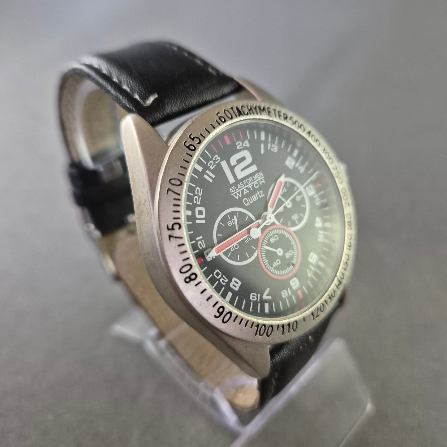 Sportliche Atlas For Men Herrenuhr – Chrono-Look mit Lederarmband