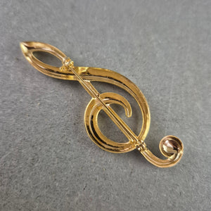 Vergoldete Brosche Violinschlüssel Form Elegantes Accessoire Musikliebhaber